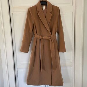 H&M Camel Belted Overcoat